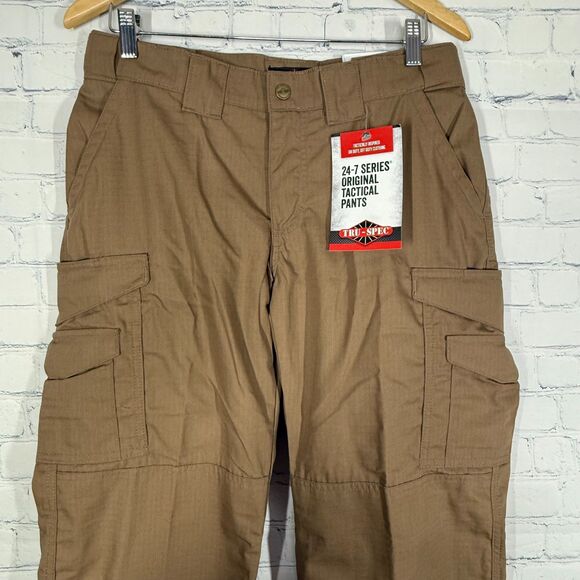 TrueSpec 24-7 Khaki Tactical Pants Women Size 8 X 32 Ripstop Cargo Pockets - Picture 6 of 15